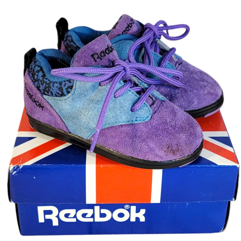 Reebok Vintage Bangles Lo-Suide Purple/Teal Soft Sneaker Youth Kids Baby 4.5